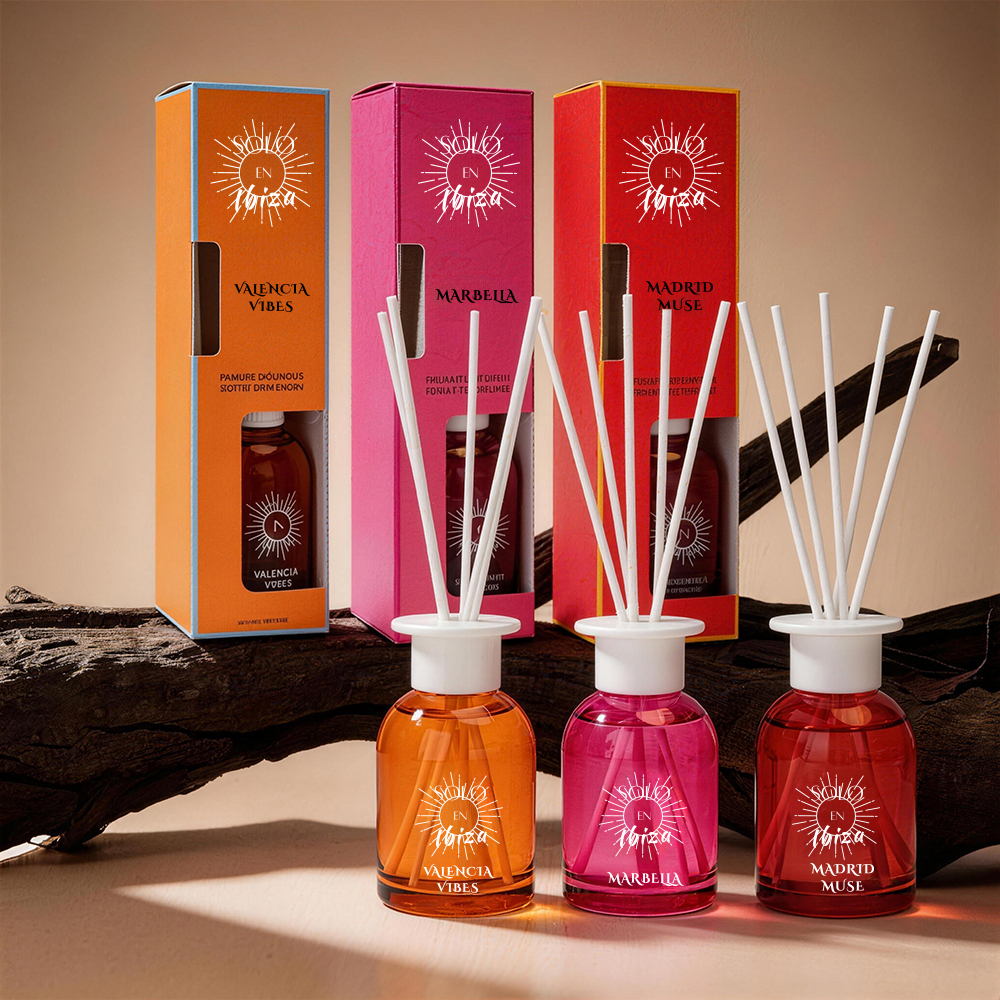 Home Fragrance No 3 - 4.06oz/120ml Glass Reed Diffuser,3 Scents:Valencia,Madrid,MarBella,No Flame/Alcohol,4-8Week