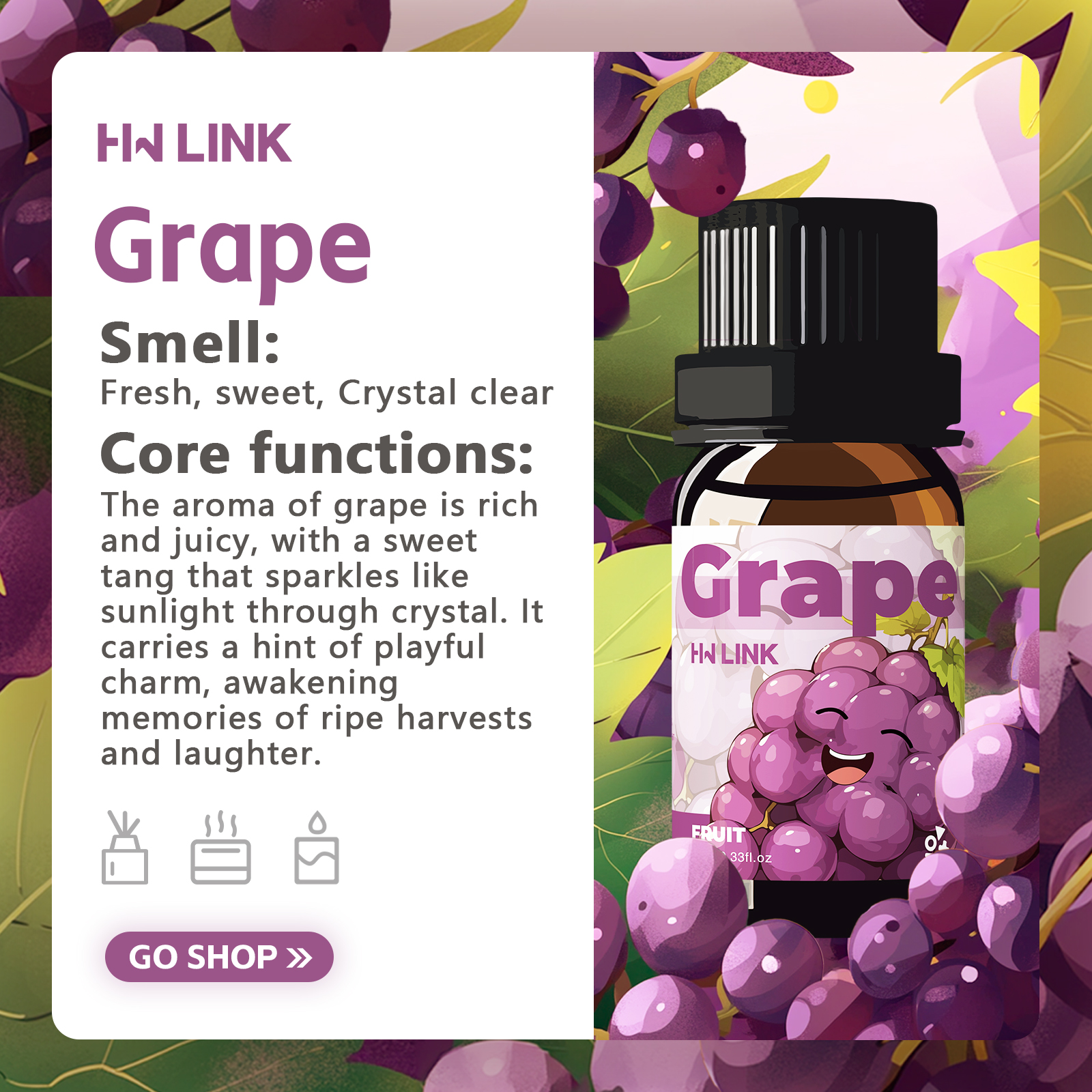 Grape Essential Oil 10ml Perfu - Home Fragrances ulasan dan harga