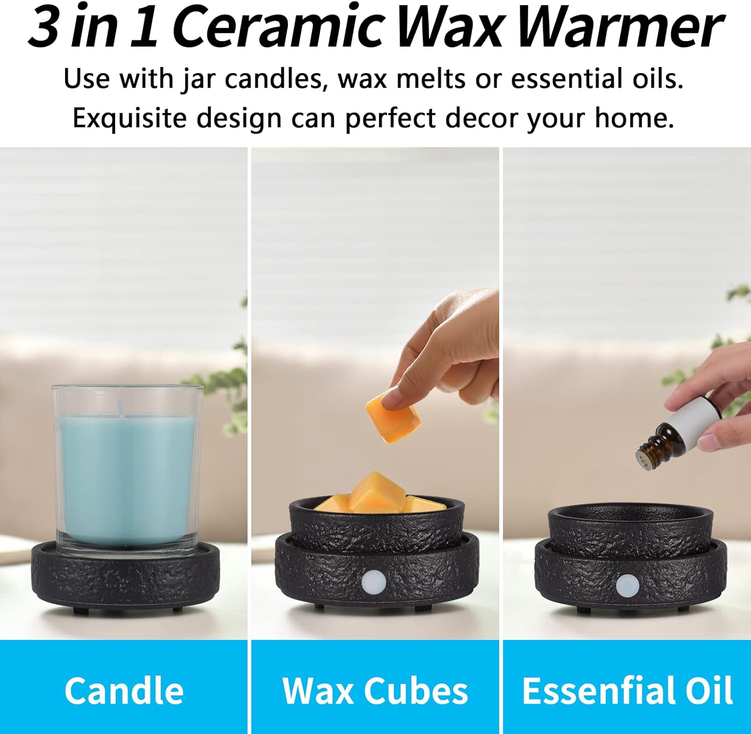 Ceramic Wax Melt Warmer, 3-in- - Home Fragrance Candles ulasan dan harga