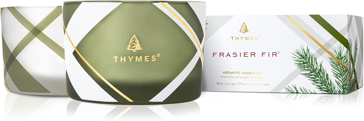 Frosted Plaid Fir Candle Set - - Home Fragrance Candles ulasan dan harga