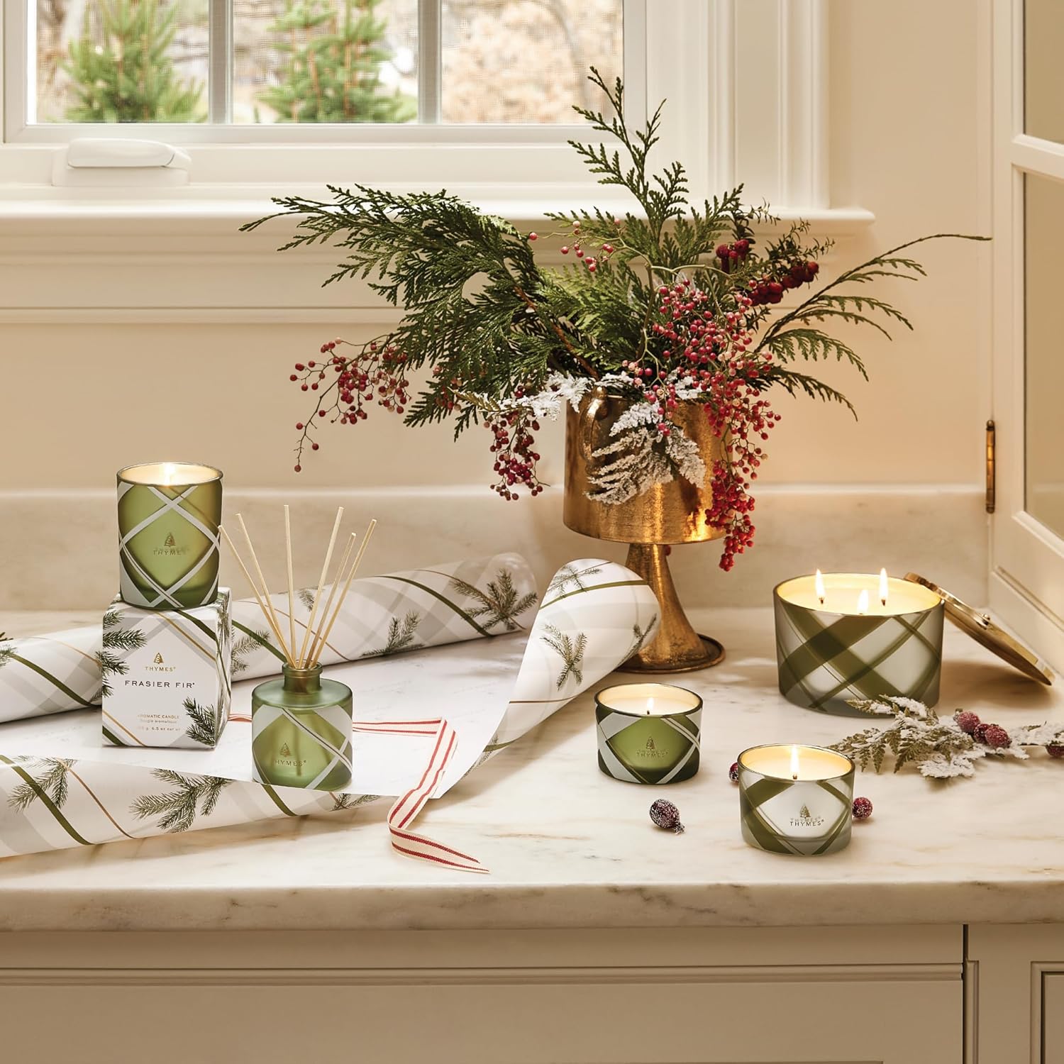 Frosted Plaid Fir Candle Set - - Home Fragrance Candles ulasan dan harga